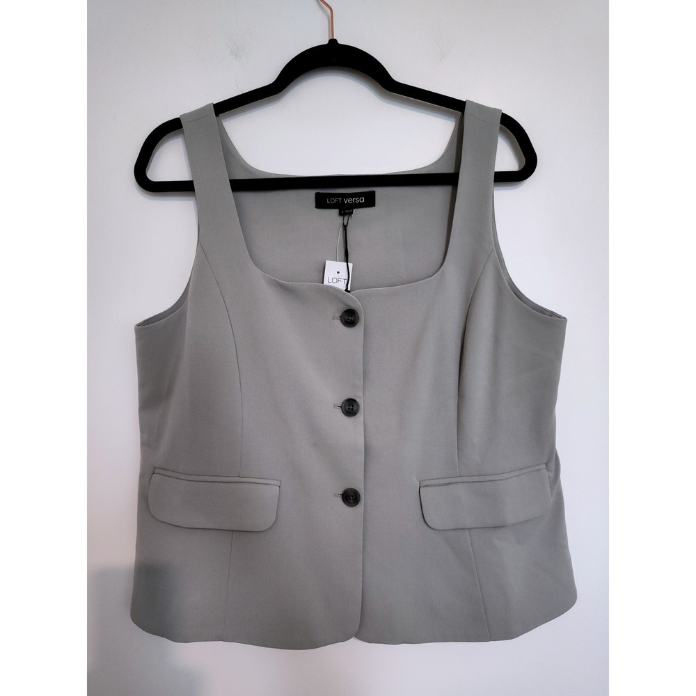 LOFT Versa Sage Green Square Neck Tailored Suit Vest Top NWT L 781983